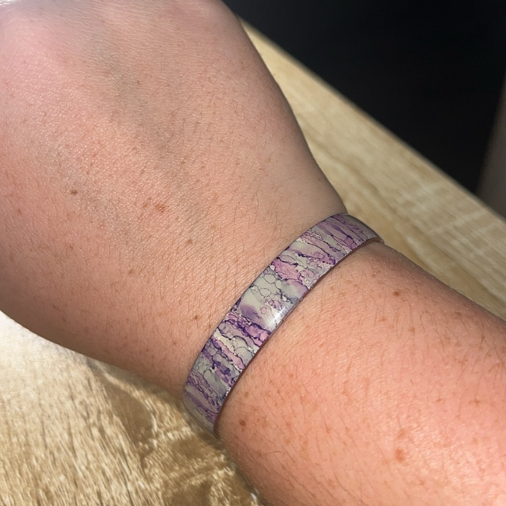 ❤️‍🔥BOGO FREE Handmade Copper Plated Resin Purple Pastel Bangle Cuff Bracelet